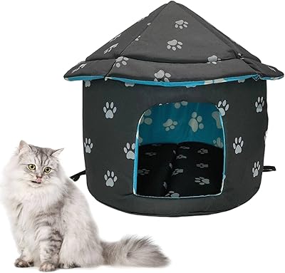 适用于冬季yurt 野生动物帐篷床防滑小猫洞屋适用于野猫小狗防风雨(s